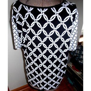 QVC Susan Graver Black and White Stunning Short Sleeve Polyester Spandex Top XL